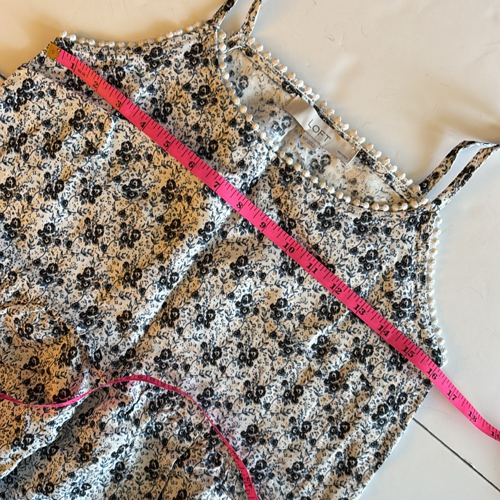 LOFT Blue Floral Spaghetti Strap Dress - Picture 7 of 8
